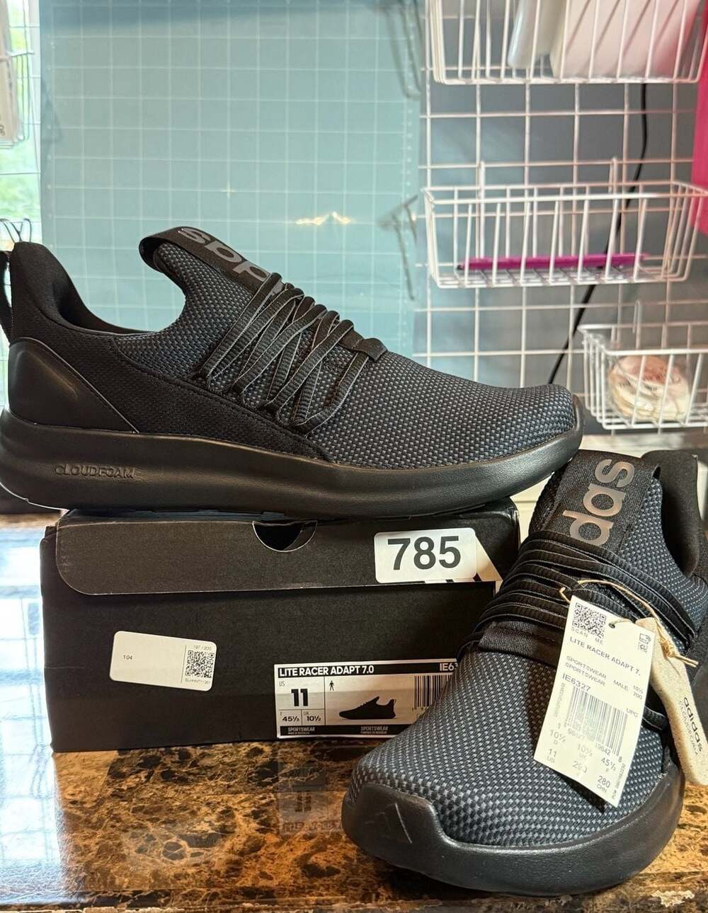 Adidas Lite Racer Adapt 7.0 Size 11 Black Sneakers Slip-On Cloudfoam